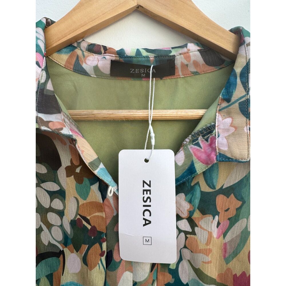 NWT Zesica Floral Collared Belted Midi Dress Size M - Picture 5 of 8